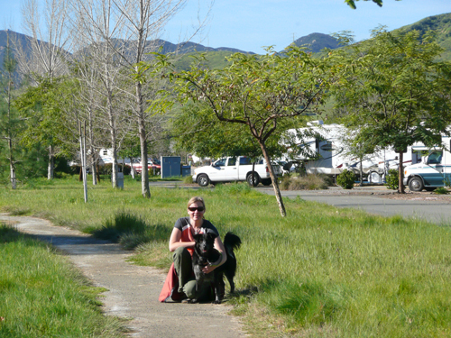 Santee Lakes Walk (JPG) Out on a walk w/ Polly on one of the many paths round the park