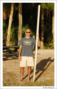 Paul poses w/ the victim RV piece of our tree encounter