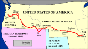 The 1843 Oregon Trailmap from historyglobe.com