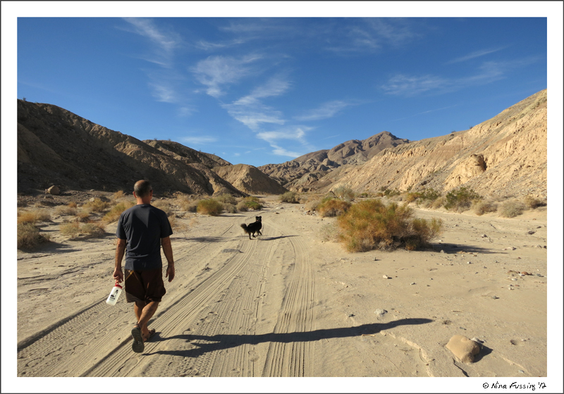 Hiking the sandy bed towards the slot canyons