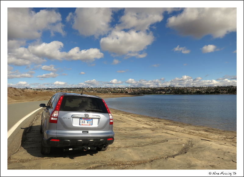 Parked at our fav doggie spot, Fiesta Island