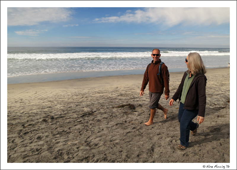 Afternoon stroll on Del Mar beach w/ buddies