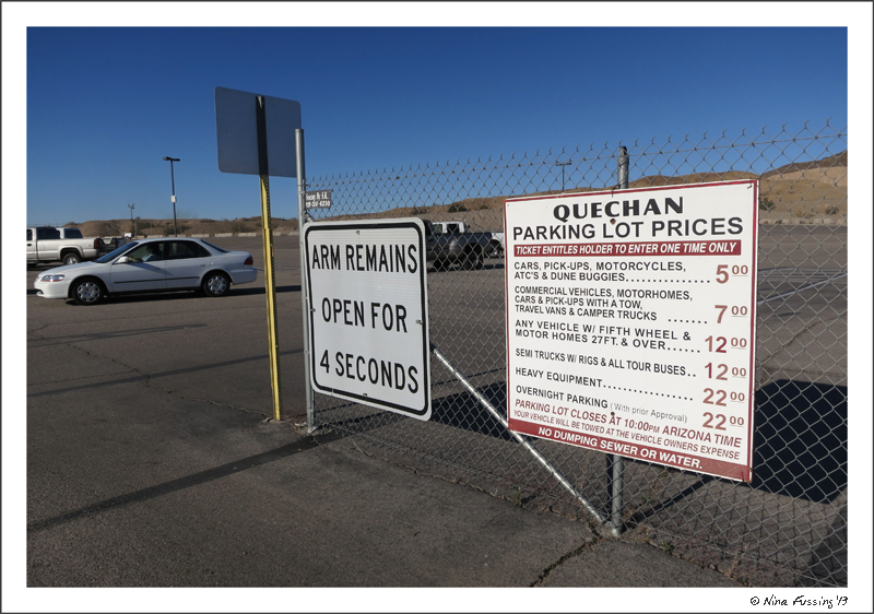 The parking lot right across the border
