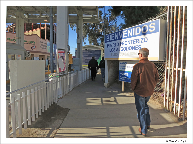 Walking into Los Algodones, Mexico