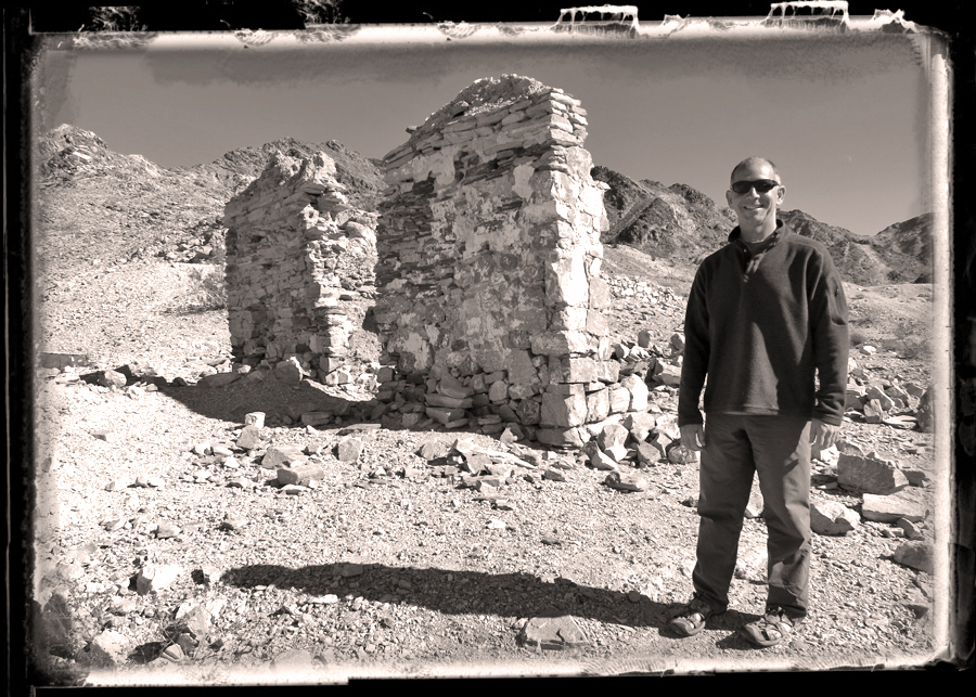 Paul poses by the old hospital in Tumco