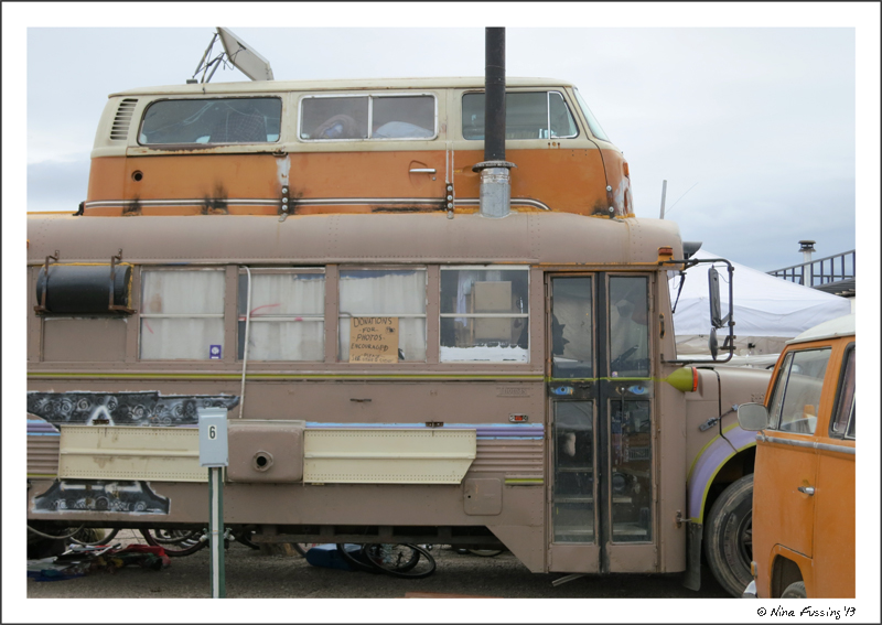 This unique rig is run on veggie oil and part of a roaming artist's colony