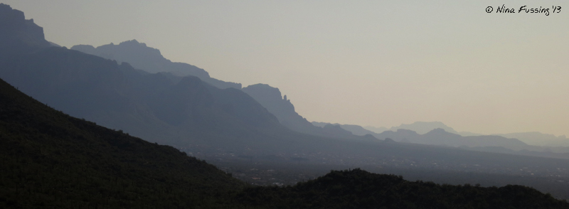 Shadow of the superstition mountains from the Pass Mountain trail