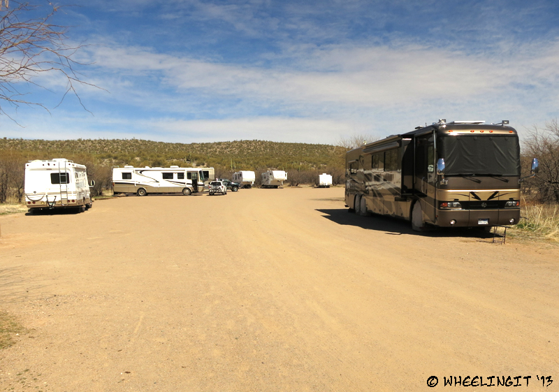 View into Ringtail Loop. RV in "site" 22 on right.