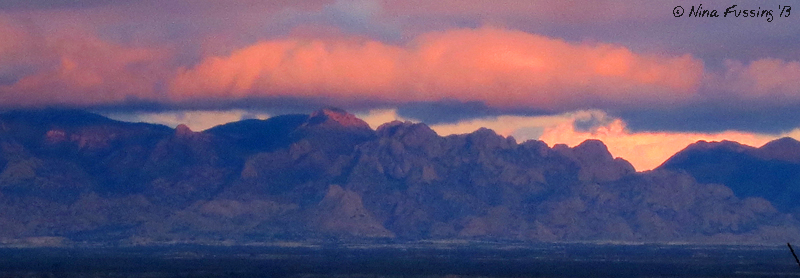 Sunset over the Dragoons as seen from our RV site