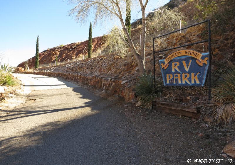 View of steep hill up to the park