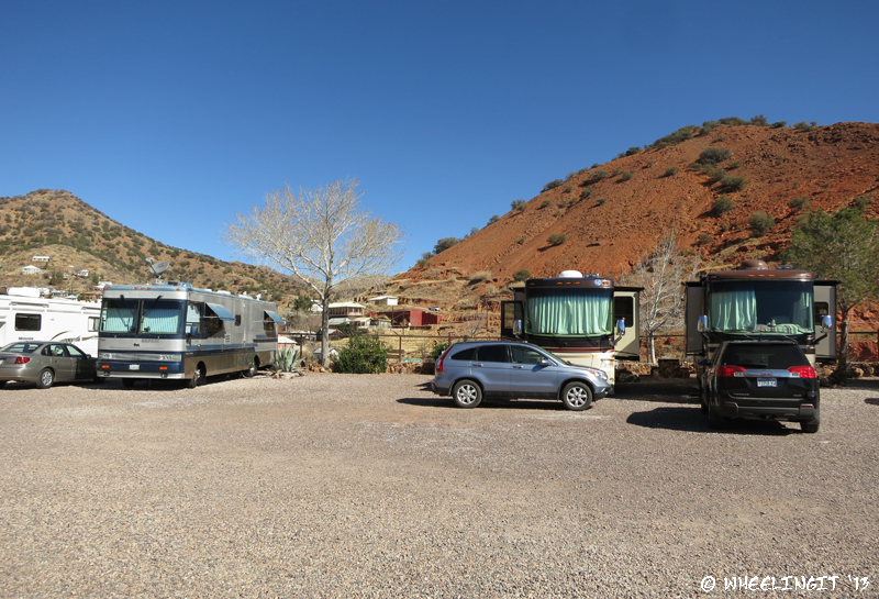 Front view of our site and neighbors. We're in site #21. Site to left of us is empty.