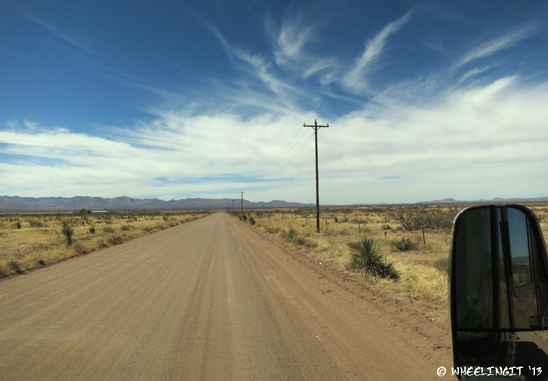 Driving down Coffman Road towards the draw. Very large, flat dirt road.