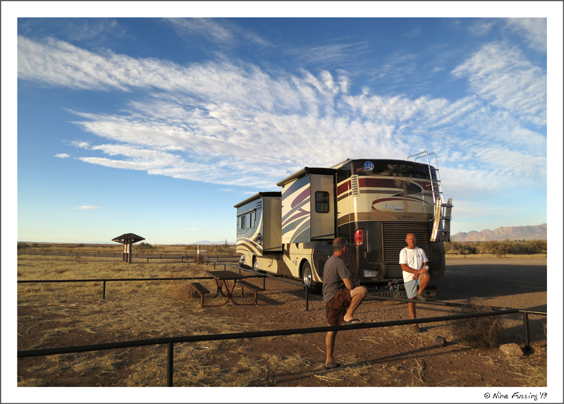 Paul and Dave hang by "the beast" at our boondocking spot