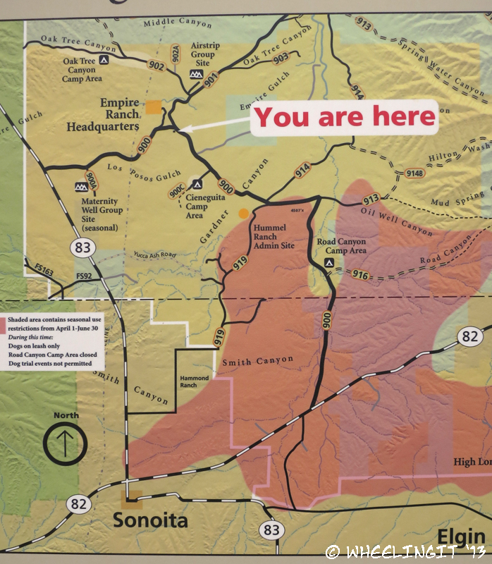 Main map of Las Cienegas showing the 2 camp areas.