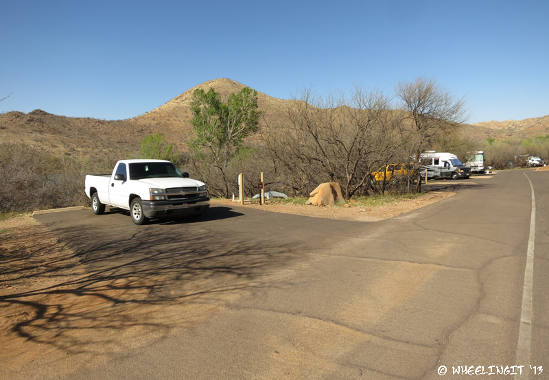 View towards back of East Campground. Site #18 on left with #17, #16 behind. Very small sites.