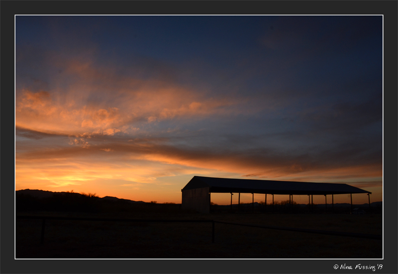 A simply stunning sunset over the barn by our boondocking spot.