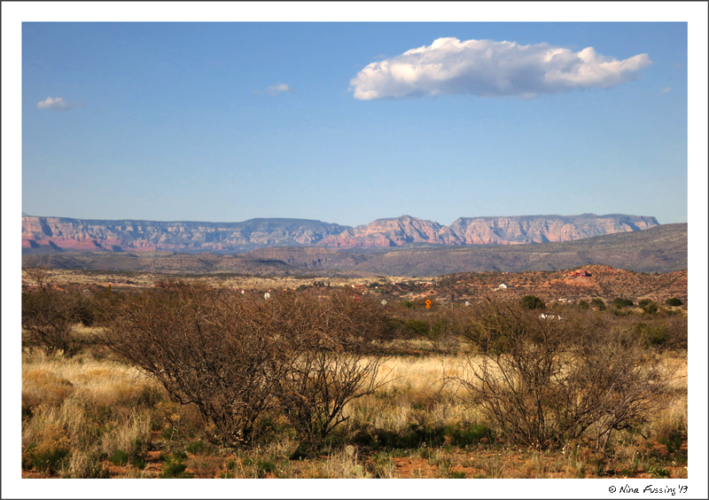 View of red rocks out our front windshield