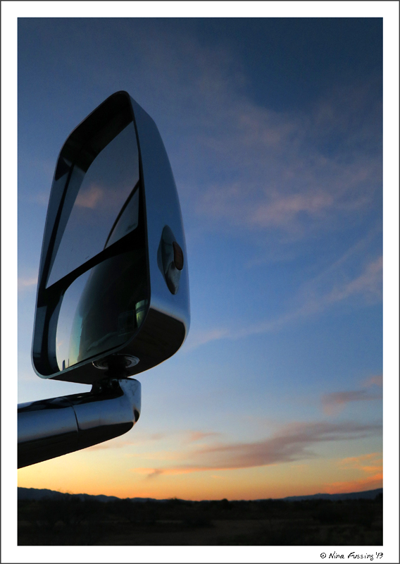 Our RV mirror reflects last rays