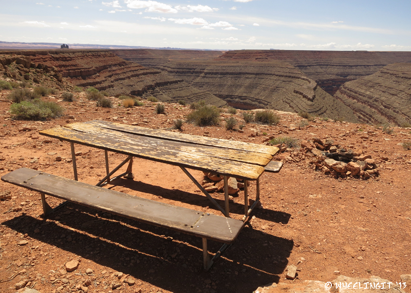 Picnic table near the entrance