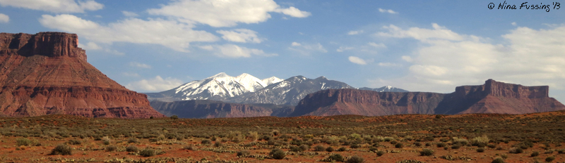 View of Manti La Sal Mountains from U-128