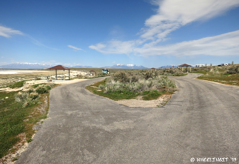 View of lower-tier campsites looking back towards our rig. On Left is site#4, we're in site#2 right behind it. Lots of separation here!