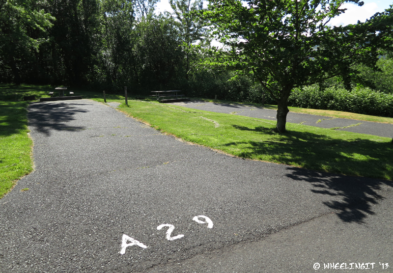 View along left side of campground. Sites A29, A31. No hookups.