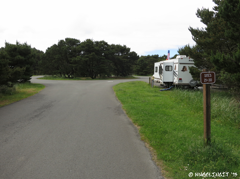 View of entrance to another "ring" (sites 21-30). You can see how much vegetation & privacy is in each loop. These are full hookup.