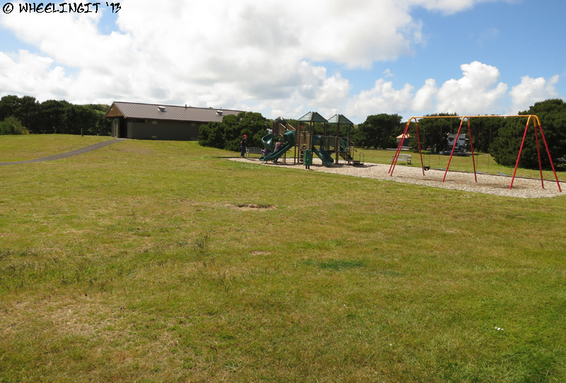 View of central playground and facilities. One in each loop.