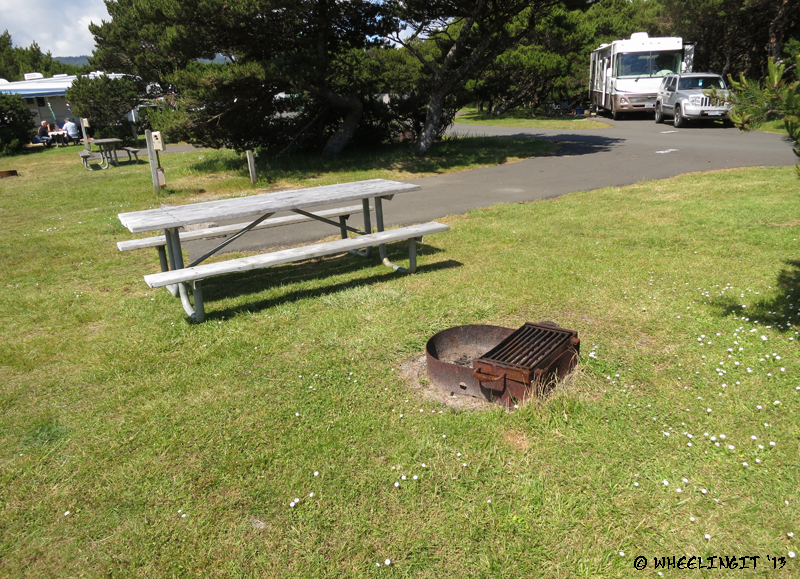 Picnic table and fire-pit at each site. This is one of the smaller sites B33.