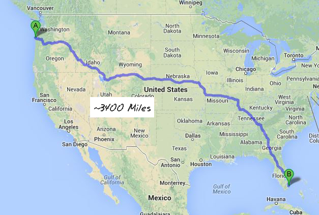 A quick Google check of FL to WA shows 3,400 miles. Would I want to do that in 3 months?
