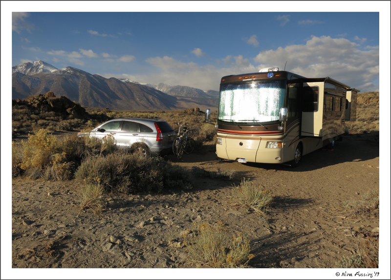 Squeezed into our site off Hot Creek Road