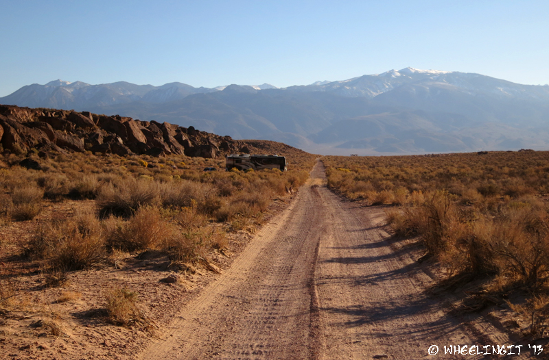 Side view showing dirt road spur that led to our site. We were quite private here.
