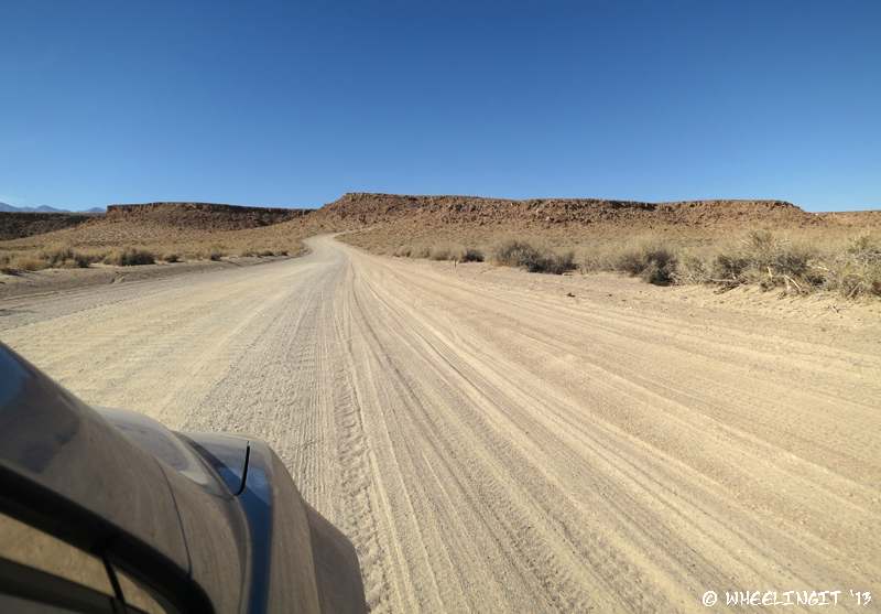 Entrance to Casa Diablo Road. The dirt road is wide & firm, but rather washboarded. First part goes up steeply.