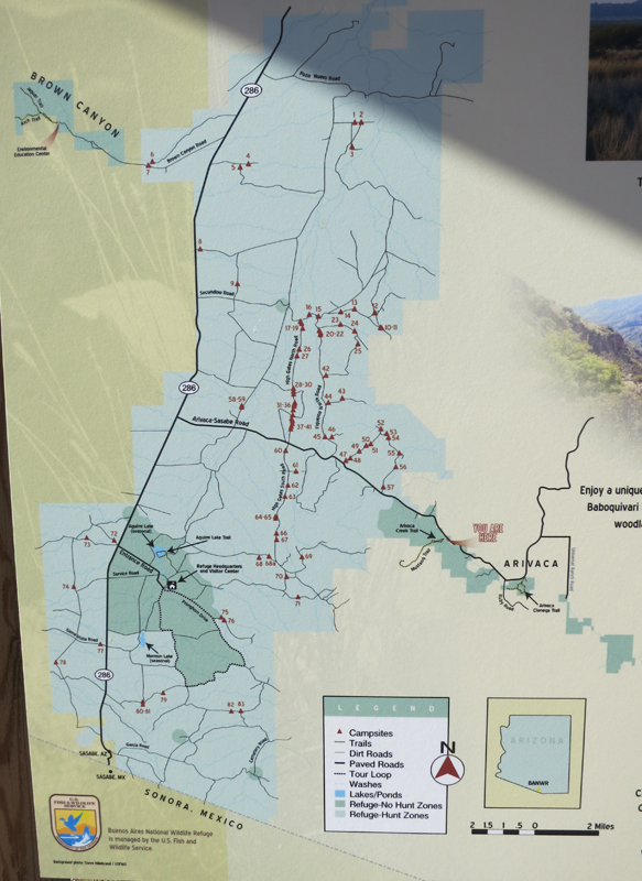 Map of refuge with numbered sites clearly shown