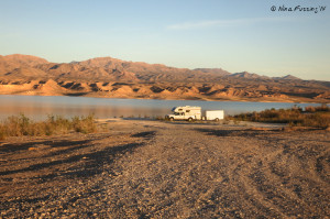 A truck camper in one of the central sites