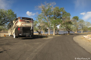 Back view of our site in the developed campground. We had a great view of the lake out the front.