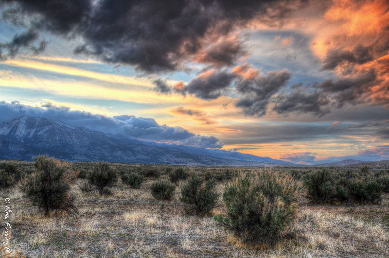 An HDR shot of the sunset view from our side window