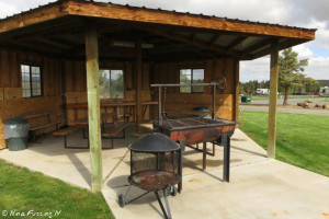 Covered BBQ area in top tier.