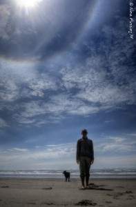 A rare sun halo on the beach