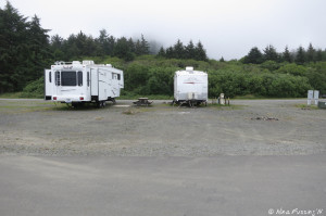 Front view of RV hookup area. There are 3 sites in this pic.