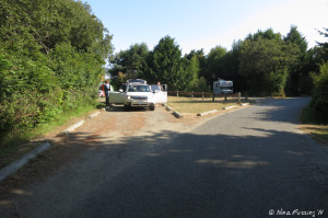 View of two most sunny sites in the campground. These are site #12 on left and #10 on right, both in Loop 1. These have access to bluff trail in the back.