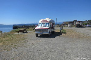 View of one of "prime" sites #306. This is for smaller rigs only. You can see us in #360 behind. To the left of us is a van in the 2nd dry-camping site #361.