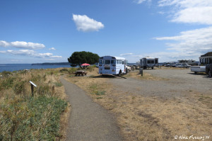 View further back in RV park. RV on left is in "prime" site #332