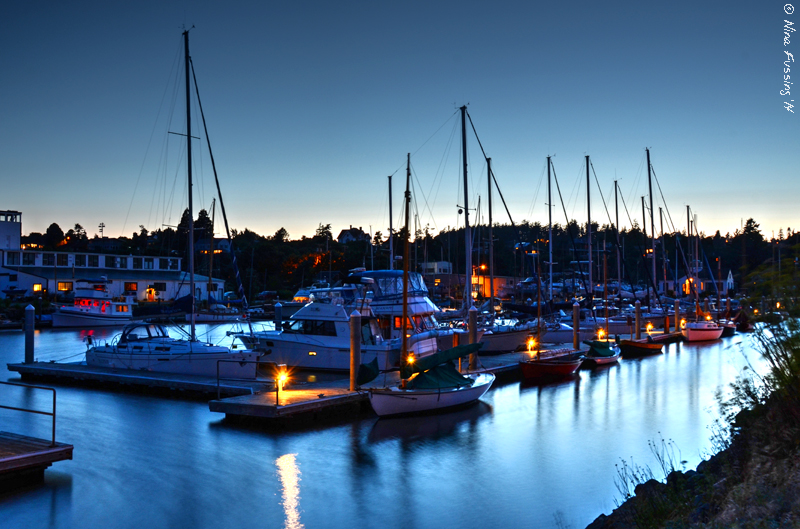 Just after sunset in our RV "back yard" at Point Hudson Marina