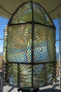 Our amazing Frenel Lens. She's 6'8" tall and 4'8" wide. See the little stool on the right?