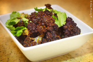 Deep purple roasted cauliflower yumminess