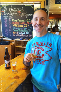 Now, there's a happy man. Sampling the brews at Mammoth Brewing Co