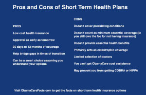 Short Term Plans Pros & Cons. From Obamacarefacts.com