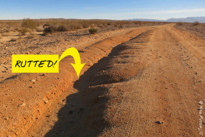 That's a huge rut. Not a big problem if the road is wide enough to avoid it, but otherwise this is a no-go for us