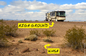 We always try to park on higher, firmer ground